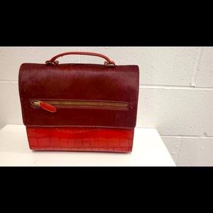 Mixed fabric (faux croc / suede/ hair ) - Purse with optional crossbody straps